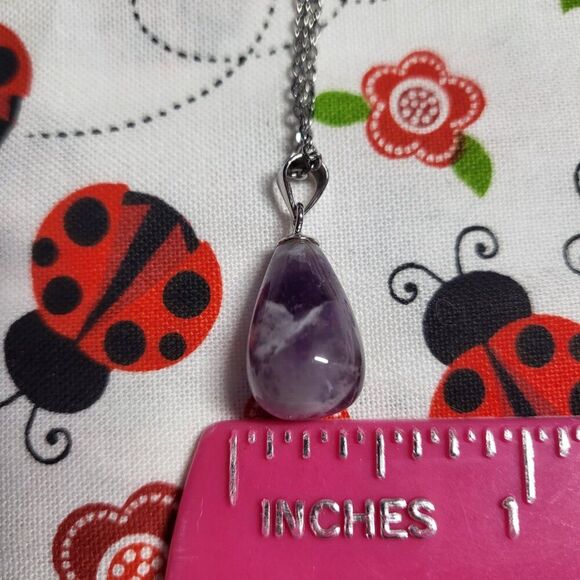 Bi-Color Amethyst Drop Sterling Silver Pendant Necklace - Picture 6 of 6